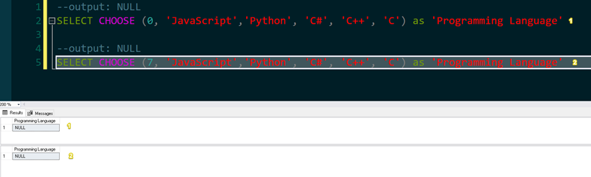SQL's CHOOSE Function